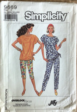 SIMPLICITY 9669 MISSES SZ P-XL PANTS IN 2 LENGTHS, TOP SEWING PATTERN 1990 CUT