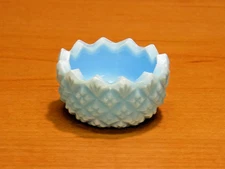 ENGLISH HOBNAIL BLUE MIILK GLASS INDIVIDUAL OPEN SALT CELLAR MOSSER ?