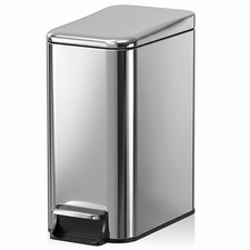 Small Bathroom Trash Can w/Lid Soft Close, 6 Liter/1.6 Gallon Stainless Steel.
