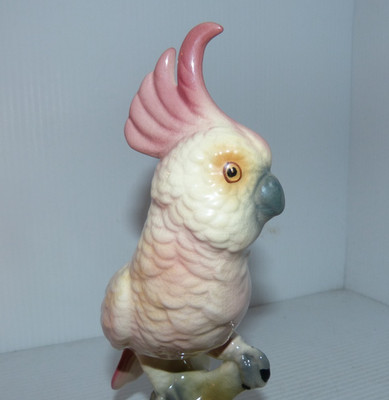 Vintage Brad Keeler Pink Cockatoo California Pottery Figurine Bird Statue