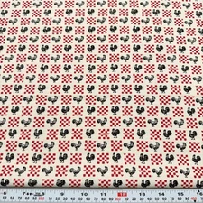 Vintage Kessler for Concord Roosters Checkered Hearts Cotton by the HALF YARD