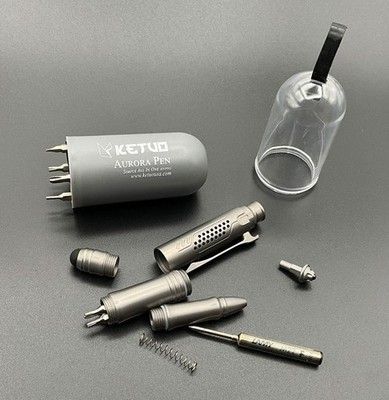 Ketuo Aurora Multi Function Pen Gray Writes Black Streamlined Stores Hex Bits
