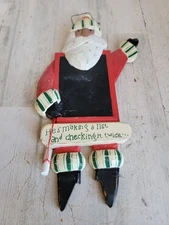 Vintage making a list checking it twice chalkboard Santa hanging Xmas sign