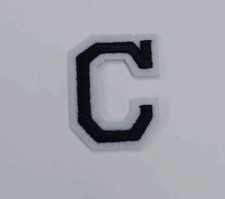 Iron On Patch Embroidered Letter C Black 2" x 1.5" New