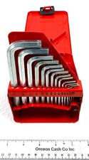 Snap On Usa 15 Piece Sae Hex Key Wrench Set In Factory Metal Box. .028 - 38