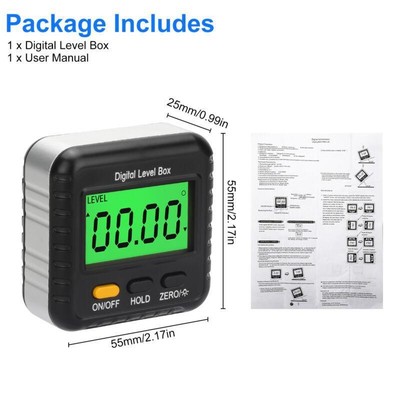 Digital Magnetic Inclinometer Level Box Gauge Protractor Angle Finder Tool 4x90