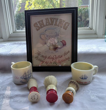 Old Spice Shaving Mugs Shulton Sherry, "Friendship", 3 Brushes, FIGI print RARE 