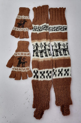 Cusco Alpaca Wool Leg Warmer Gloves Set