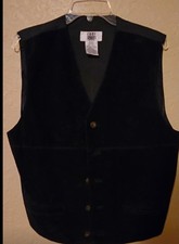 90s City Streets Vintage Mens Medium Black Suede Leather Vest Western / Biker