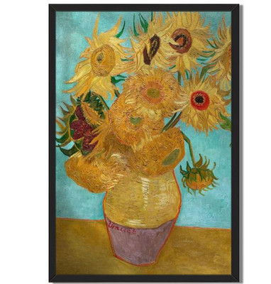 Framed Van Gogh Sunflowers Artwork Wall Decor Post-Impressionist Style