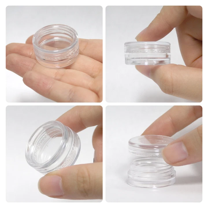 200pcs 3 gram high quality Clear Lid Jars cosmetic makeup cream Jewelry 3g 3ml - Image 2 of 4
