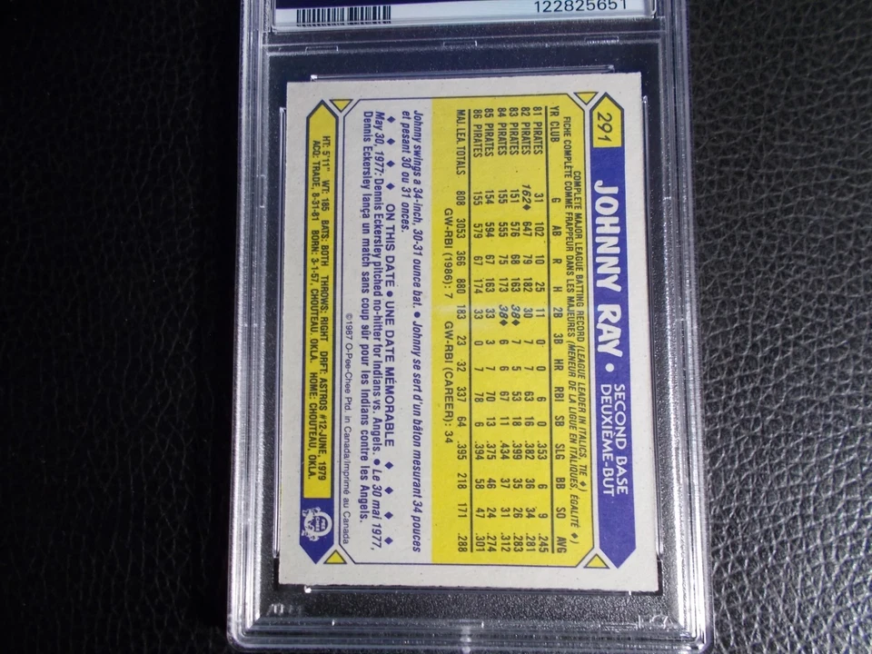 1987 O PEE CHEE #291 JOHNNY RAY PSA 8 FRESH GRADE !!! - Image 2 of 2