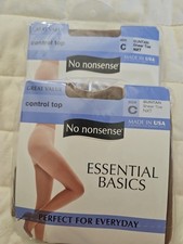 No Nonsense Pantyhose Size C Suntan Sheer Toe Control Top New Lot Of 2