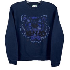 Kenzo Boys Knit Tiger Embroidered Crew Neck Pullover Sweatshirt Blue Size M- EUC
