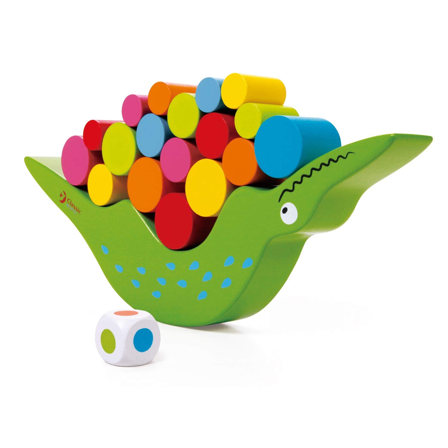 Классический мир - Балансировка деревянного животного-крокодила, укладка блоков цилиндров в несколько рядов