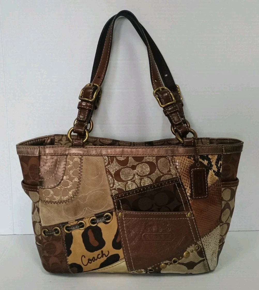 Coach Patchwork Canvas Exterior Tote Bags & Handbags for Women for