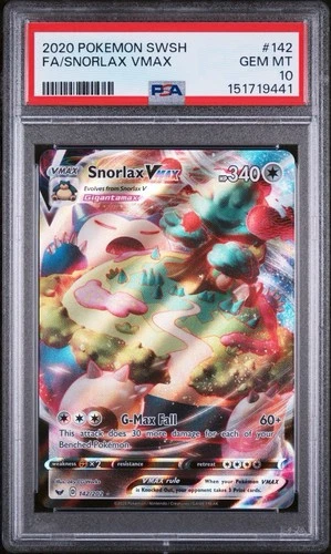Pokémon Snorlax VMAX Full Art Ultra Rare Holo PSA 10 Sword & Shield 2020 #142