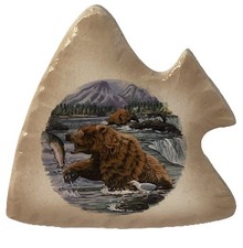 Easel Art Arrowhead Bears Catching Fish By Mays’s Enterprise Made In USA *Read*
