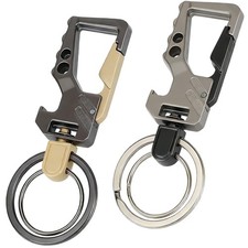 2 Pcs Carabiner Keychain Clip Car key Chains with Bottle Opener  2 Key Rings