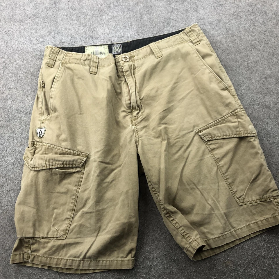 Pantalones Cortos Volcom De Colección Para Hombres 36 Caqui Tostado Scout Carga Utilidad Exterior Patinador Foto 2 de 4