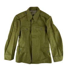 Romanian Army Jacket Khaki Wool Vintage 60s Cold War Communist Era Medium