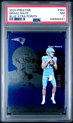 2024 PANINI PRESTIGE BLUE XTRA POINTS #304 DRAKE MAYE ROOKIE RC 314/599 PSA 7
