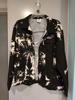 Like Love Women's Tie Die Boyfriend Jacket Gray White Black Size Small EUC