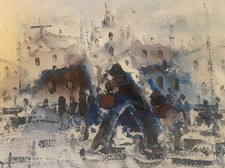 DANTI ALVARO COMPOSIZIONE DIPINTO ORIGINALE OLIO TAVOLETTA 40X30