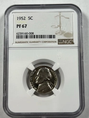 1952 Jefferson Nickel – Proof (PF67) NGC Certified – 5C ¢ United States Proof