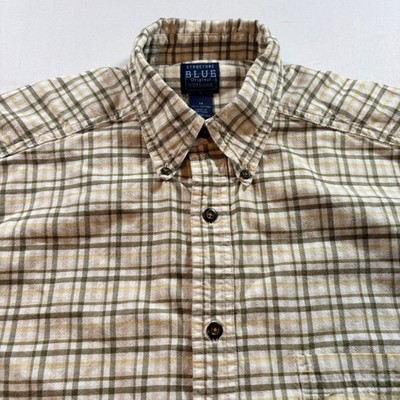 Structure Blue Plaid Button Down Shirt Mens Medium Cotton Outdoor Long Sleeve