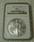 2006-W SILVER DOLLAR, EAGLE, MS69, NGC