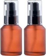 2 Pcs Empty 30ML Brown Refillable Glass Lotion Pump Bottle - Cosmetic Sample