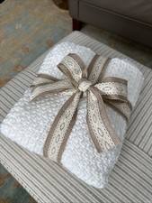 Beautiful New Handmade Crochet Baby Blanket Afghan White Gift 34 x29 Car seat