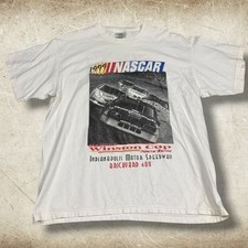 Vintage 90’s NASCAR T-Shirt Men’s Size L White 1999 Winston Cup Series Brickyard