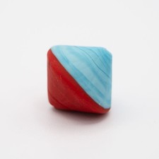 Perla Murano bicono satinato Ø18 mm h17 bicolore rosso/acquamare pasta di vetro