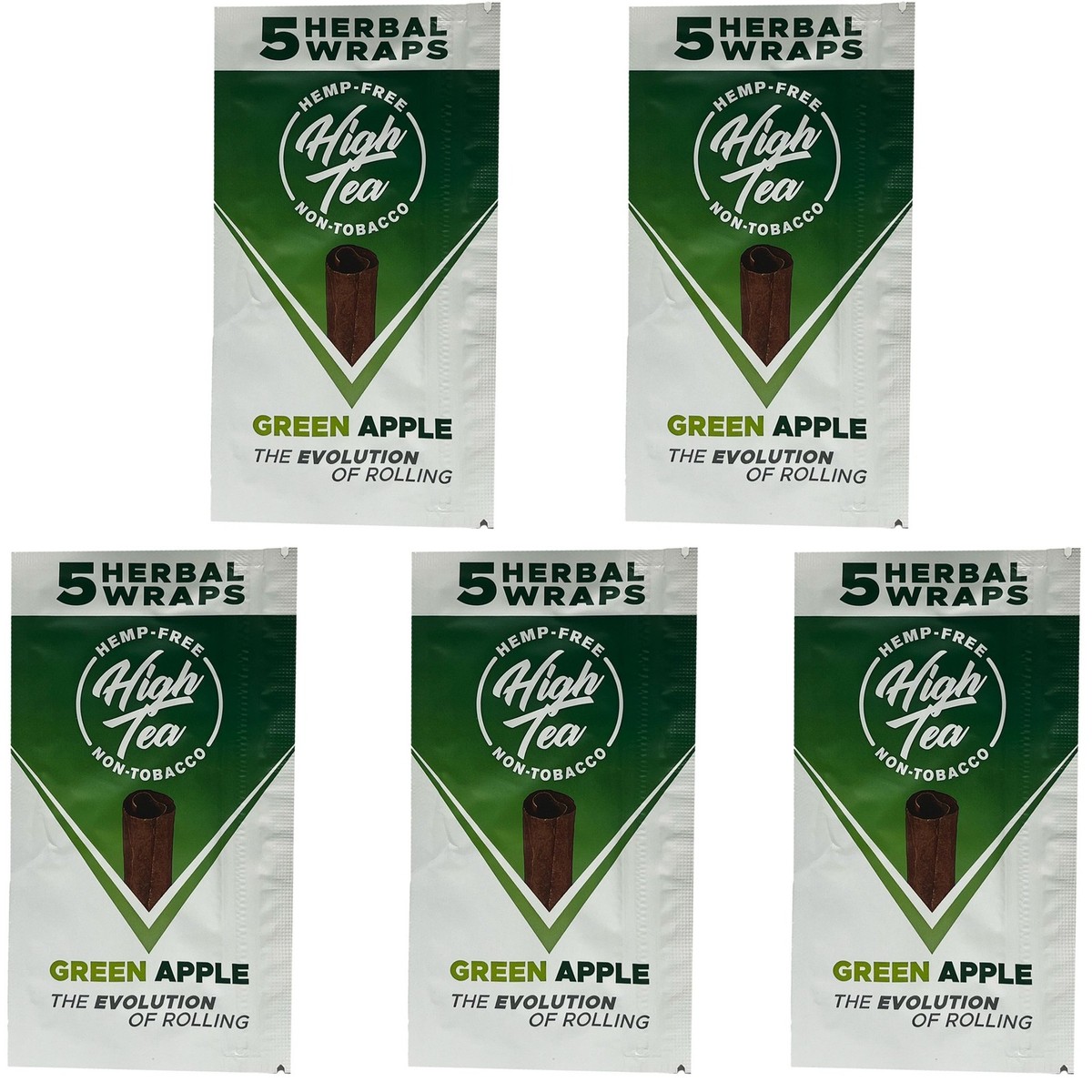 nicotine free tobacco leaf High Tea Non Tobacco All Natural Herbal Smoking Wraps - Green Apple - 25  Self