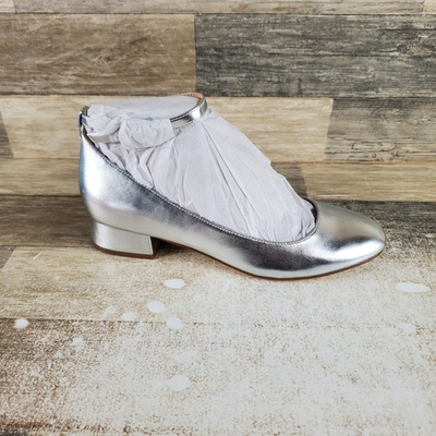 #ad Bandolino Lexy 3 Womens Heel Pump Sz 8.5 M Silver Leather Ankle Strap Block Heel $44.50