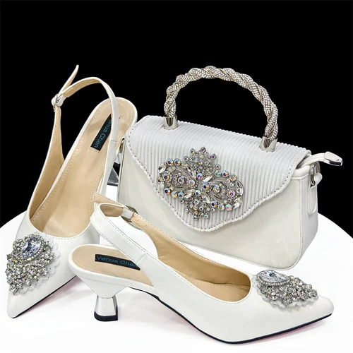 Women Fashion Shoes Italian Party Shoes and Bags Set with Matching Bag - Picture 23 of 29