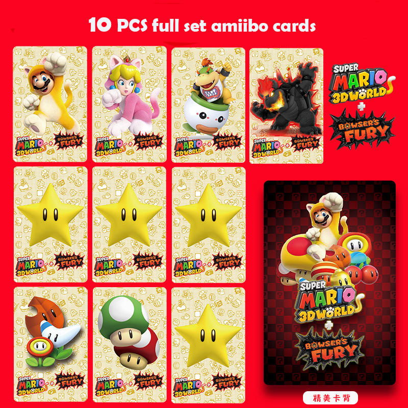 Buy Super Mario 3D World + Bowser's Fury NFC Amiibo Mini Cards,10 PCS Value  Pack : Cat Mario, Cat Peach, Bowser Jr &Bowser. Online at desertcartINDIA