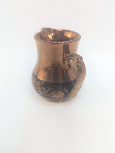 Antique Copper Lusterware Pitchers W/Cobalt design - Picture 2 of 8