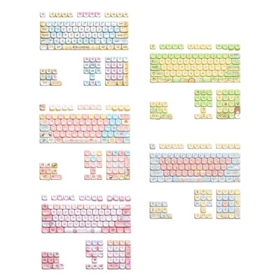 Keyboards Keycaps 112PCS Cartoon Animal Keycaps Set MCA Profile for Mechanical