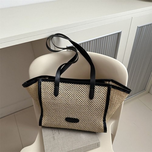 Leisure Weave Straw Bag Boho Tote Bag Trendy Straw Shoulder Bag for Women - Picture 4 of 16