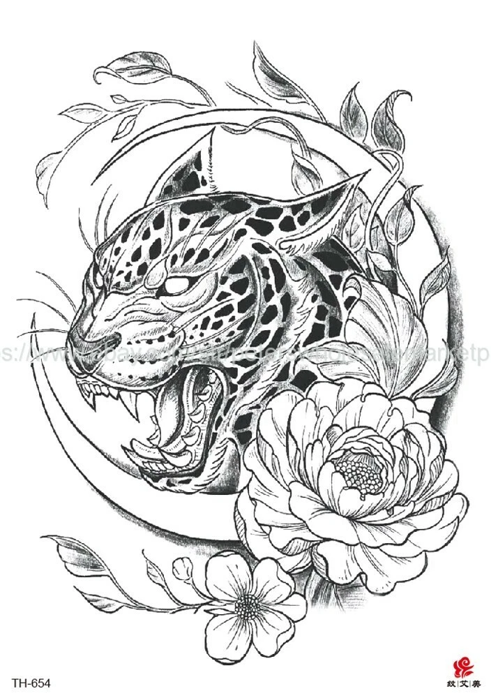 wild cat big 8.25" temporary tattoo unique tattoos leg hip ankle