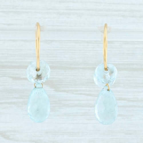 Aguamarina Briolette Pendientes de Aro 18k Oro Amarillo Nordstrom Diseñador - Imagen 3 de 5