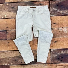 Joes Jeans Size 26 Skinny Eyelet Knee Accent Buttercream Ivory Denim Ankle Crop