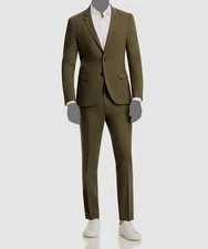 Hugo Boss Men's Green Solid Extra Slim-Fit 2-Piece Jacket Pants Suit Size 38R