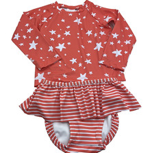 NEW HANNA ANDERSSON Moon Back Skirted Rash Guard Swim Set Girls 18-24mo Swimsuit