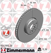 2x ZIMMERMANN 150.2915.20 Bremsscheibe f�r BMW