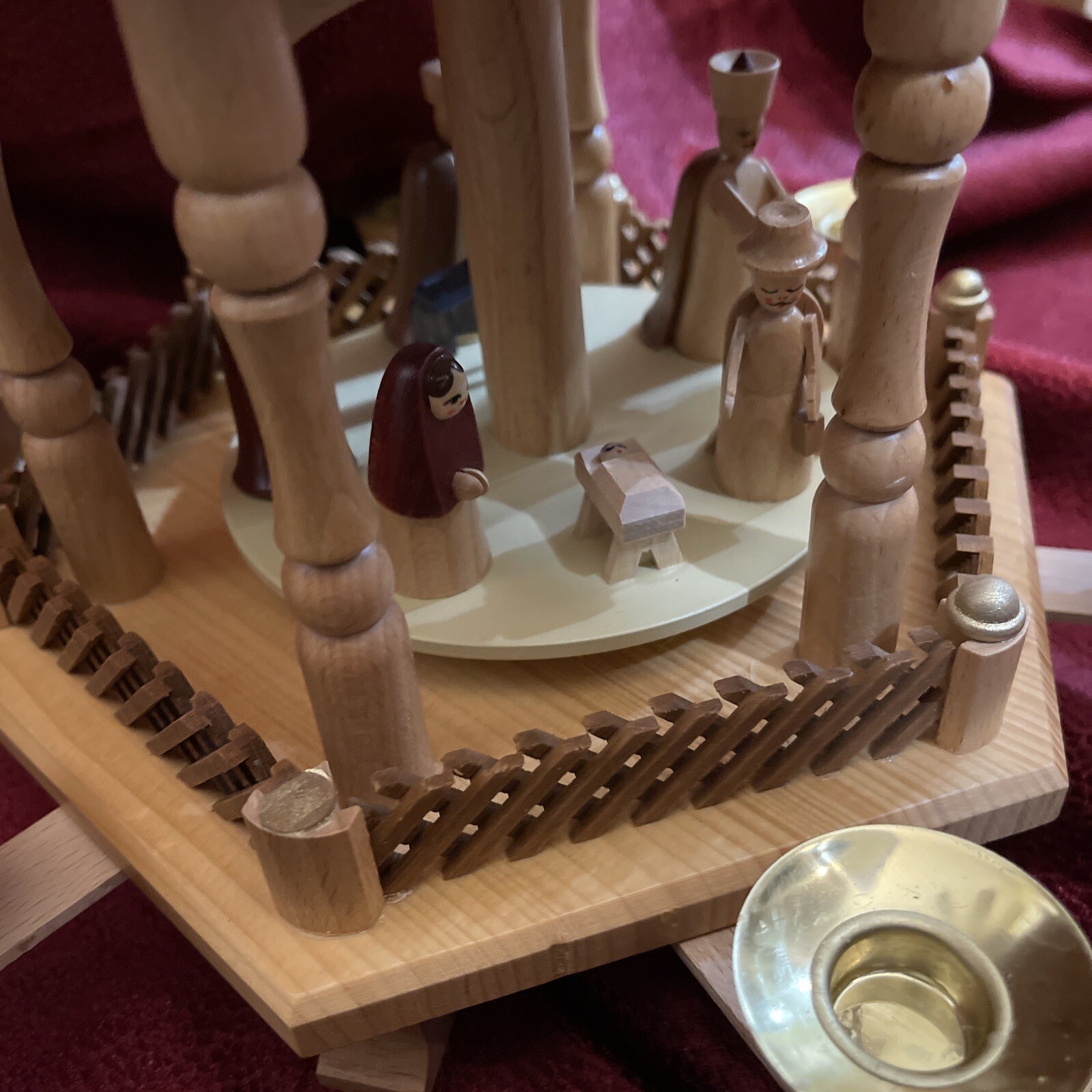 Wooden Christmas Nativity Candle Carousel 3 Tier eBay