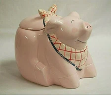 Old Vintage Coco Dowley Smiling Pink Pig Shaped Canister Cookie Jar Farm Animal